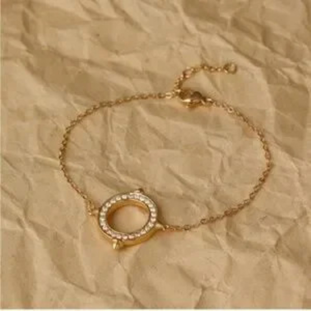 Gold 14k Gold Plated Circle CZ Bracelet - Picture 2 of 3